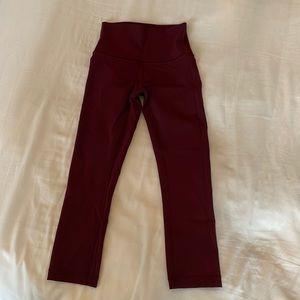 Lululemon red merlot women’s leggings size 2, 19 inch inseam
